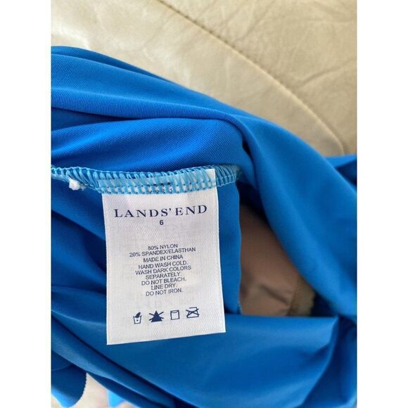 Lands’ End Swim Top Swimsuit Turquoise Blue 6 Lands’End Full Coverage - Picture 6 of 6
